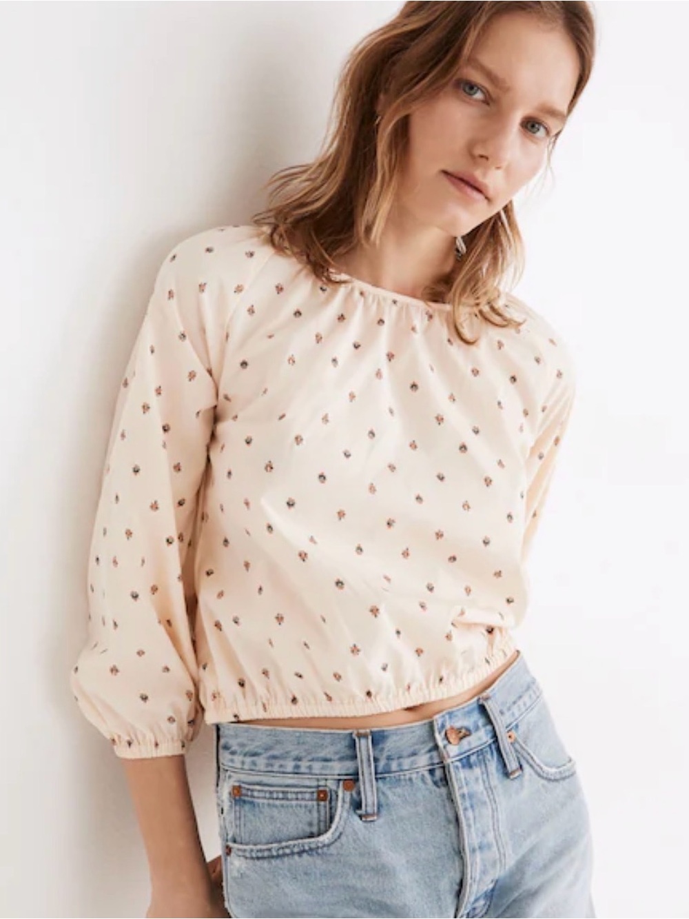 Madewell Gathered sunrise Floral Top xs
